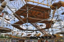 low angle shot of the Beachmitte high rope course