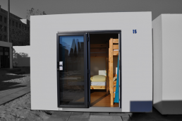 exterior view of a 4-bed cube with bunk beds